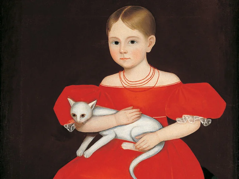 1788-Ammi Phillips - Ragazza in abito rosso con gatto e cane